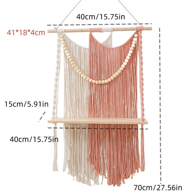 Handcrafted Macrames Wall Shelf Organizers User friendly Design Wall Hanging Shelf for Home Storage and Decoration
