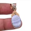 Натуральный Голубой Кружевной Агат Драгоценный Камень 925 Стерлинговое Серебро Двухцветная Подвеска 1.50" M0s37