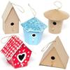 Mini Papier Mache Birdhouses for Kids and Adults To Decorate and Embellish (Pack of 6)
