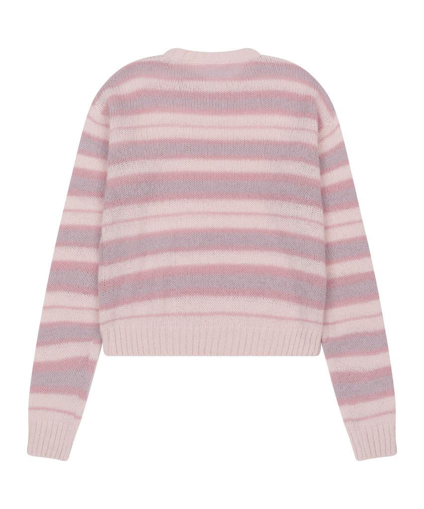 SUNDAY FRUIT MARKET Stripe Sun Knit Crew Pink