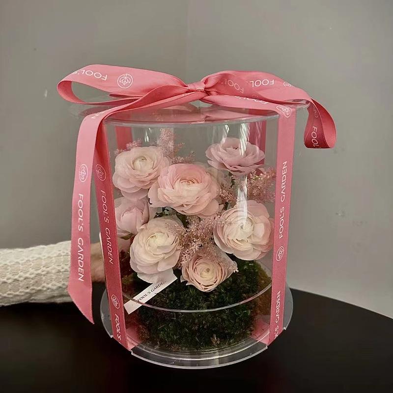 Custom Portable Transparent Acrylic Flower Gift Box