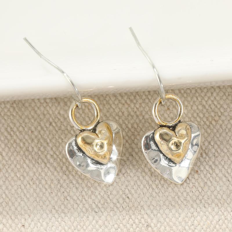 Двухцветные серьги-подвески в форме ретро-сердца, женские, для повседневной носки, изысканные серьги-подвески, ювелирные аксессуары