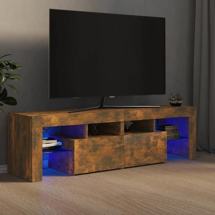 VidaXL TV Cabinet with LED Lights Smoked Oak 140x36.5x40 Cm, Tv Stand, Media Cabinet, Hifi Cabinet, Tv Unit, Unit 822641