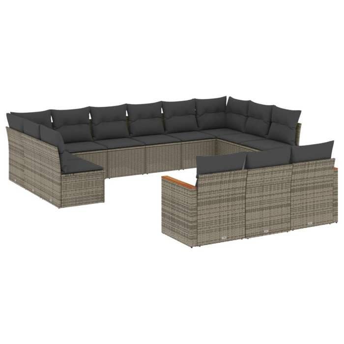 VidaXL Salon de Jardin avec Coussins 13 pcs, Canapés de Terrasse, Ensemble de Meubles de Patio, Mobilier d'Extérieur, Gris 3226459