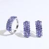 S925 Silver Natural Blue Tanzanite Ring Earrings Jewelry Set Real Gemstone Jewelry Precious Elegant Women Bithday Party Gift