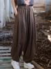 Женские свободные повседневные брюки-фонарики из ретро-рами 2023 года, новые осенне-зимние женские длинные брюки с эластичной резинкой на талии и карманами в винтажном стиле