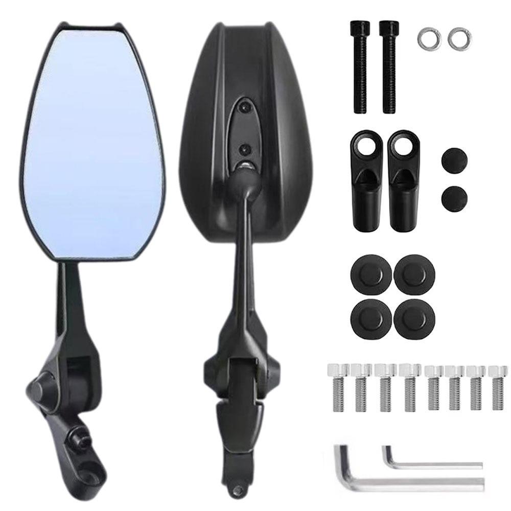 1 Pair Aluminum Zinc Zinc Alloy Motorcycle Rear View Mirror Blue Glass Handlebar Mirrors Scooters