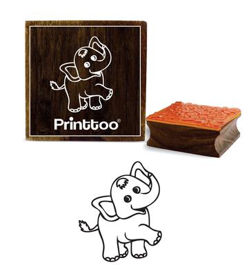 Printtoo Квадратный деревянный резиновый штамп с рисунком слона Ремесло Текстиль Коричневые штампы-2 x 2