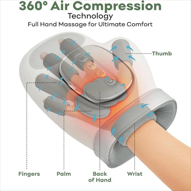 2026 Новый Подарок Массажер для Рук с Подогревом и Воздушными Подушками для Сжатия при Карпальном Тоннеле, Массажер для Замешивания Запястья, Пальцев, Электрические Вибрационные Перчатки