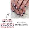 French Style Glossy Flower Nail Tips 24 Pieces Lightweight Comfortable Wear for Daily