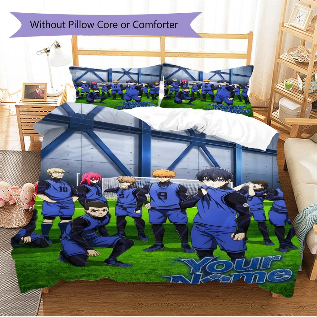 Name Custom Blue Lock Pattern Bedding Set Quilt Cover Pillowcase Home Decor Gift (1 * duvet cover + 2 * pillowcase, without core)