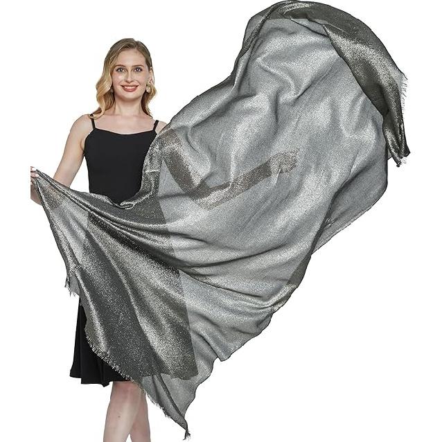 Women's Sparkling Metallic Evening Shawl Lightweight Shawl Extra Large Dressy Shawls and Wraps for Party