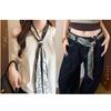 Cashmere Floral Silk Scarf: Women's Summer Thin Retro Ribbon, Neck Tie & Waist Accessory
