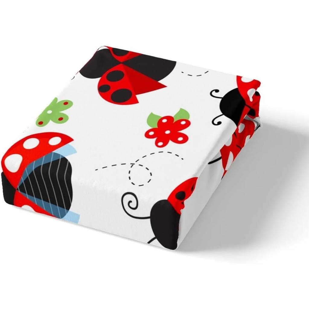 Милый постельный комплект с божьими коровками, с красным цветочным узором, для мальчиков, девочек, взрослых, постельное белье из микрофибры, пододеяльник на молнии и 2 наволочки