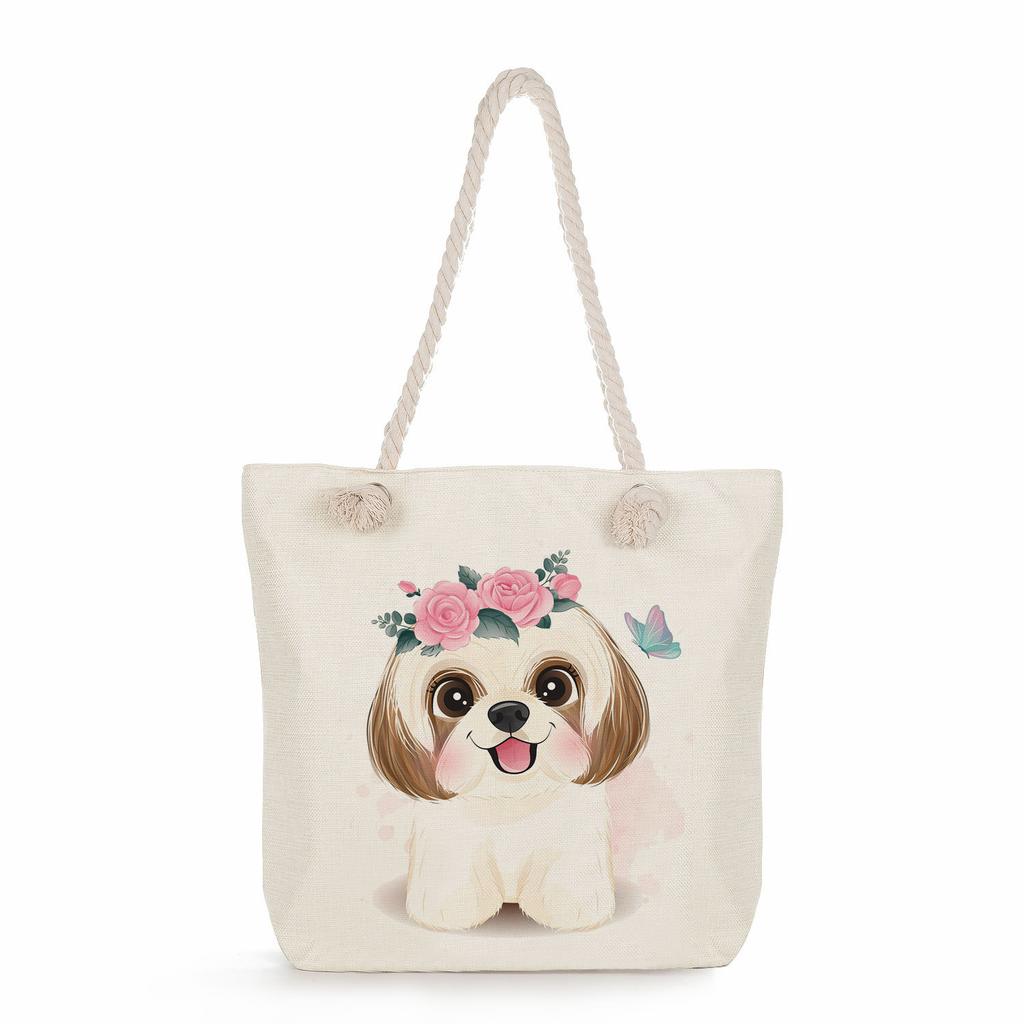 Многофункциональная Милые животные Принт Толстая веревка Плечо Пляжная сумка 7586