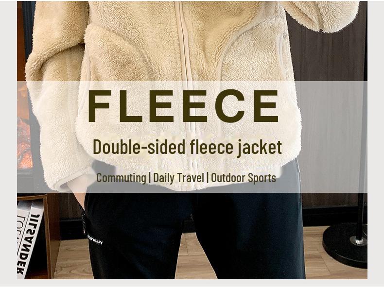 Унисекс флисовая толстая куртка - подкладка из кораллового флиса для осени и зимы