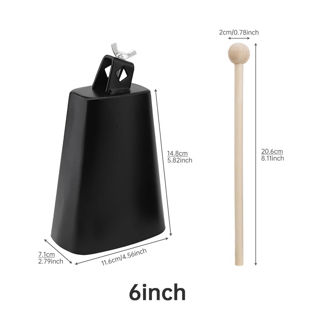 Сверхпрочный металлический железный ковбелл перкуссионный инструмент 6 8 дюймов крепление на обод барабана вверх-вниз включает ключ для настройки ручная перкуссия шумовой инструмент