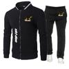 2023 New Spring Autumn Ski Doo Can-am Logo Print Slim-Fit Round Neck Zipper Jacket+Solid Color Sweatpants Comfortable Trendy Set