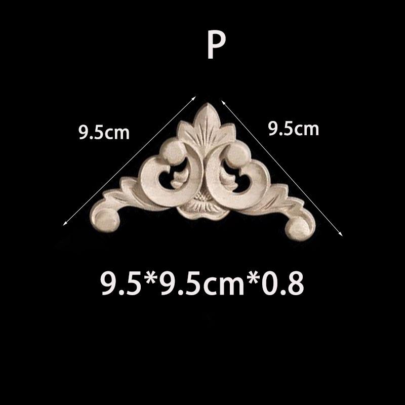 Unpainted Wood Carved Decal Corner Onlay Floral Appliques for Furniture Home Decoration Accessories Figurines for Decor Flowers