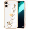 Case - White - for iPhone 16 - Ultra Slim - Scratch Protection - Heart Bracelet