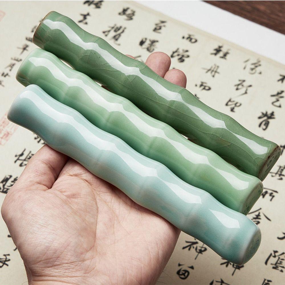 Calligraphy Bamboo Joint Paperweight Traditional Pen Brush Rest Holder  Art Supplies