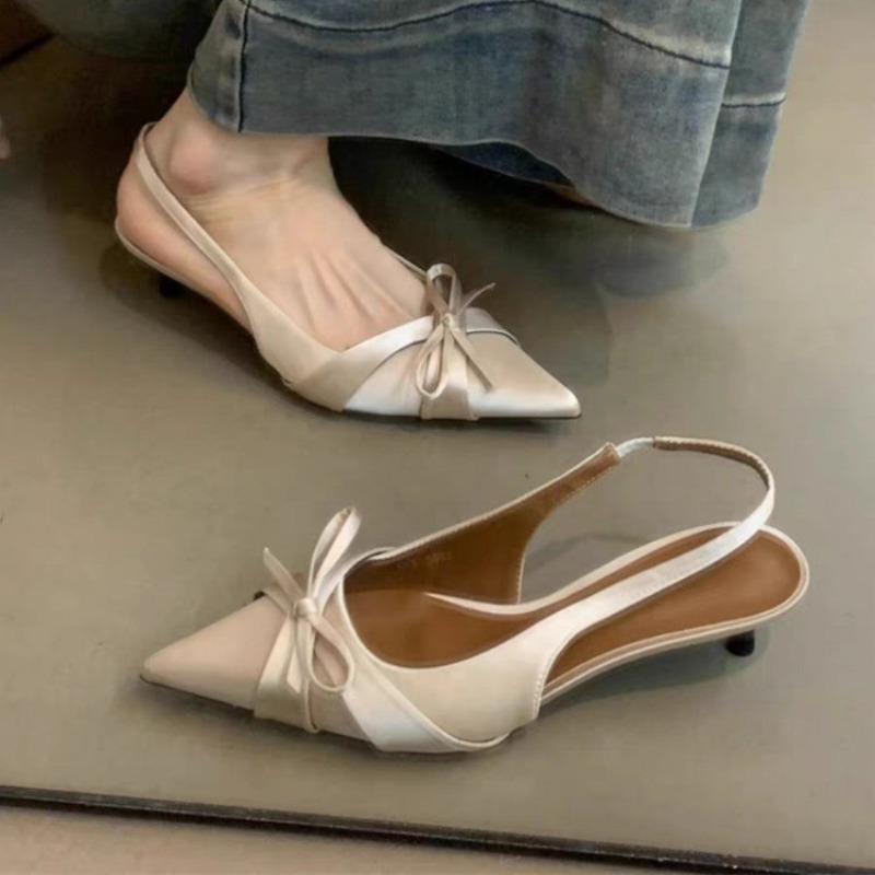 Summer High Heel Butterfly-knot Women Sandals Fashion Pointed Toe Singbacks Shoes Ladies Elegant Dancing Party Pumps