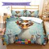 Thick-paintedanimals Pattern Bedding Quilt Set Quilt Cover Pillowcase Home Decoration Birthday Gift (1 * duvet cover + 2 * pillowcase, without core)