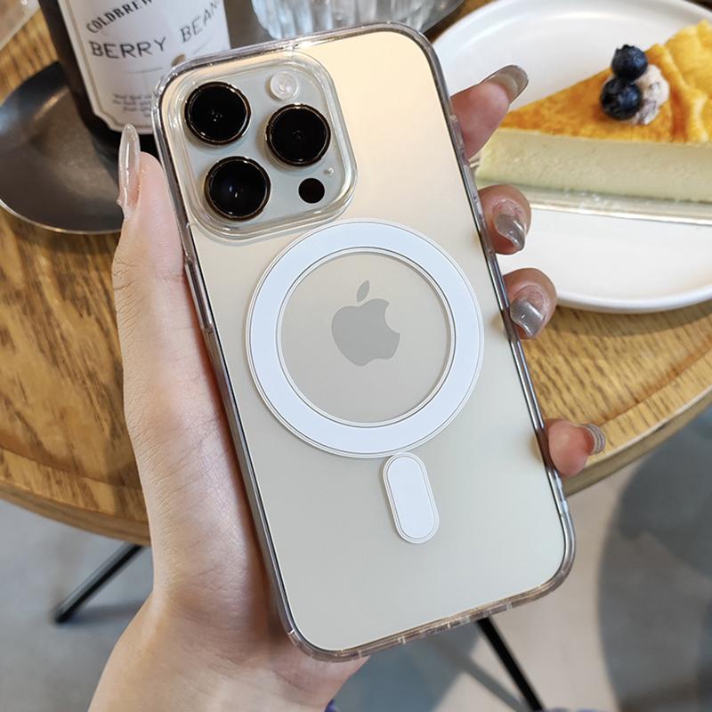 Прозрачный Магнитный Чехол For Magsafe для iPhone 16 15 14 13 12 11 Pro Max Plus Прозрачная Крышка с Жесткой Задней Панелью