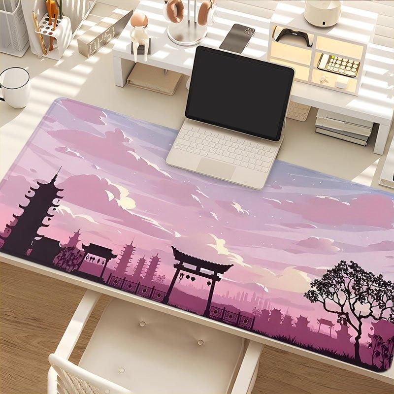 1PC Pink Sky Pattern Large Gaming Mouse Pad, Keyboard Rug, Anti Slip Rubber Table Pad, Landscape Mouse Pad 1000x500mm Playmat