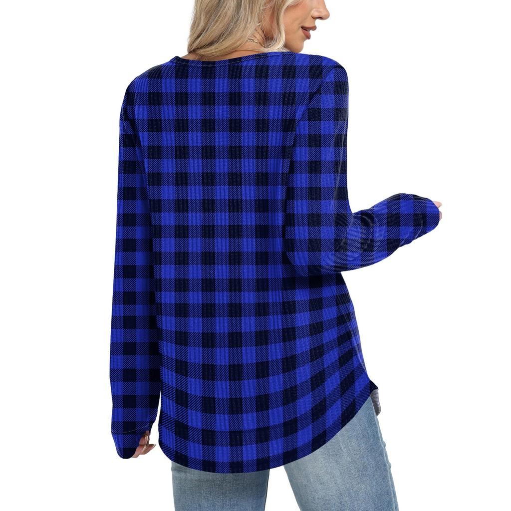 Женская мода Свободный топ с длинным рукавом и круглым вырезом в повседневном стиле