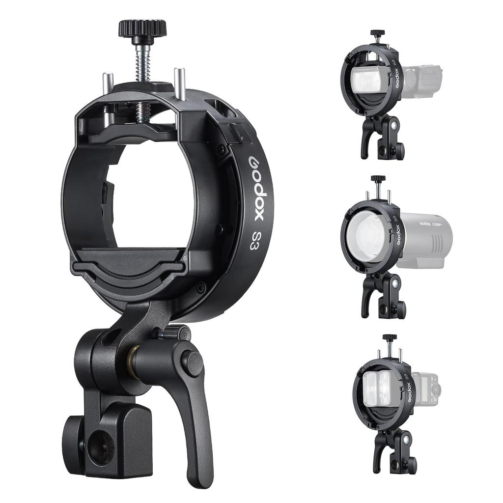 Держатель вспышки Godox S3 с креплением Bowens Type S, компактный и с наклоном, подходит для крепления AD300, поддержка, портативный, регулировка ±90°, V1, V100, V1Pro, V860III,