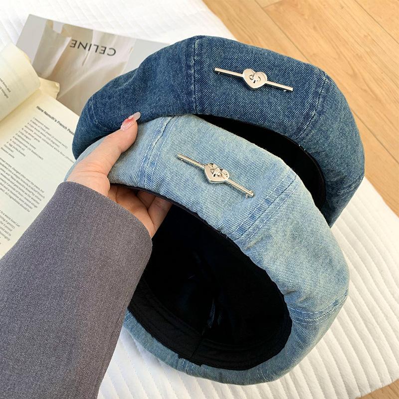 Осень Новый джинсовый берет женский зимний корейский повседневный универсальный модный интернет-стиль знаменитости шляпа британская ретро шляпа
