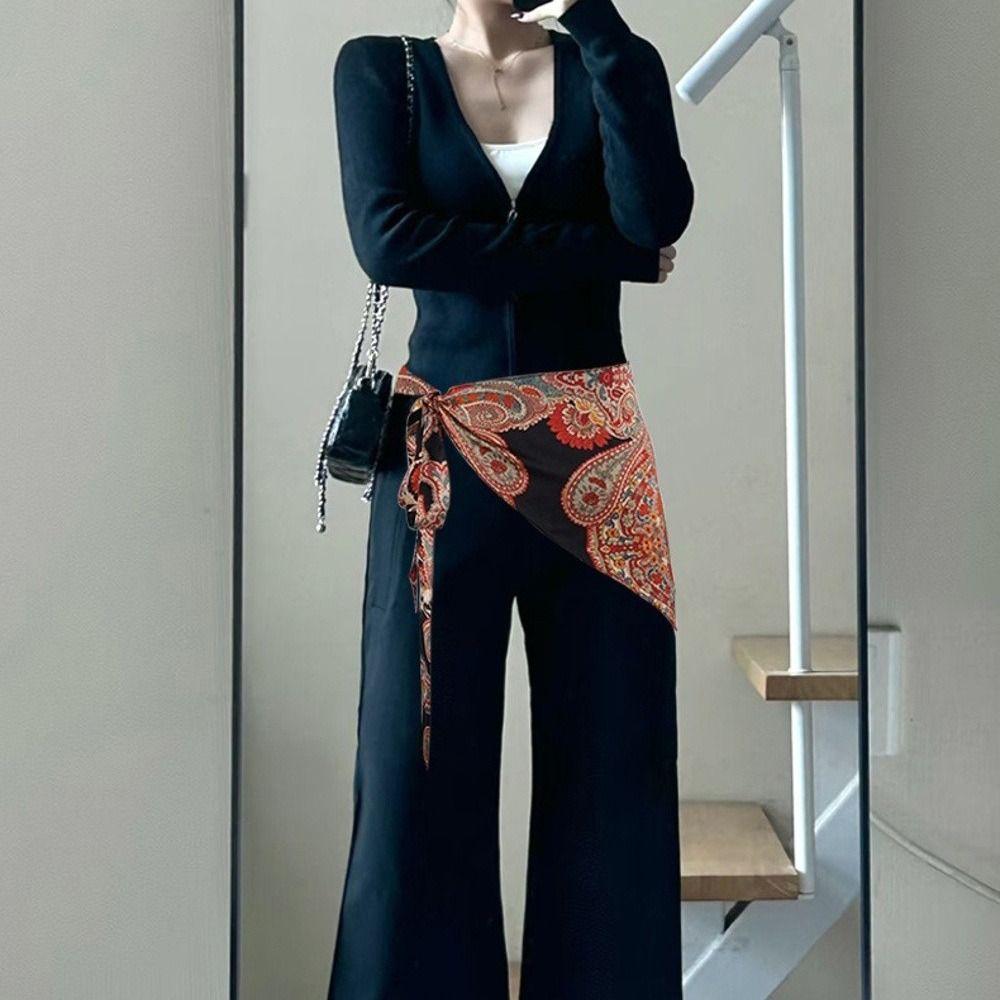 Ethnic Floral Triangular Belt Tassel Decorative Skirt New Triangular Scarf Belt Women's Fashion