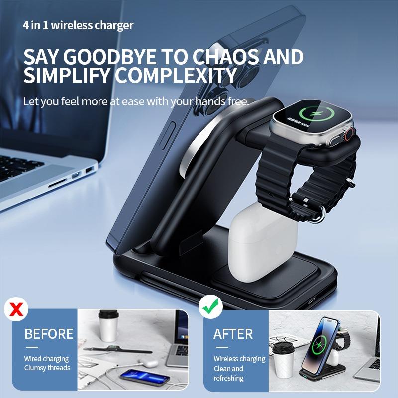 Новое магнитное беспроводное зарядное устройство «четыре в одном» для беспроводной зарядки мобильного телефона с разъемом для часов