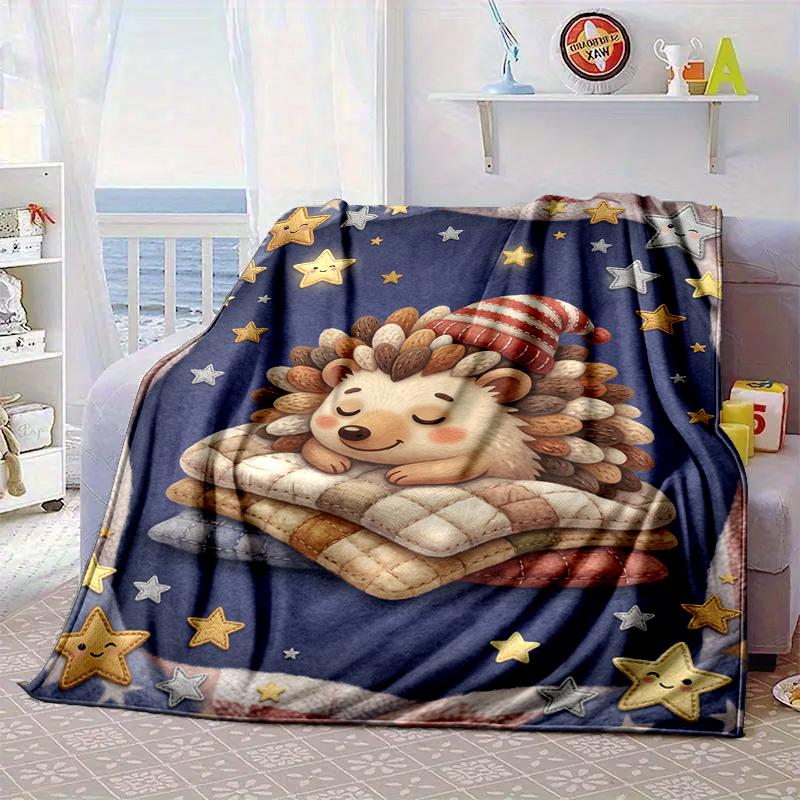 Autumnal Hedgehog Family Blanket Flannel Blanket Throw Blanket Sofa Cover Blanket Soft Premium Blanket Picnic Blanket Tv Blanket Gifts