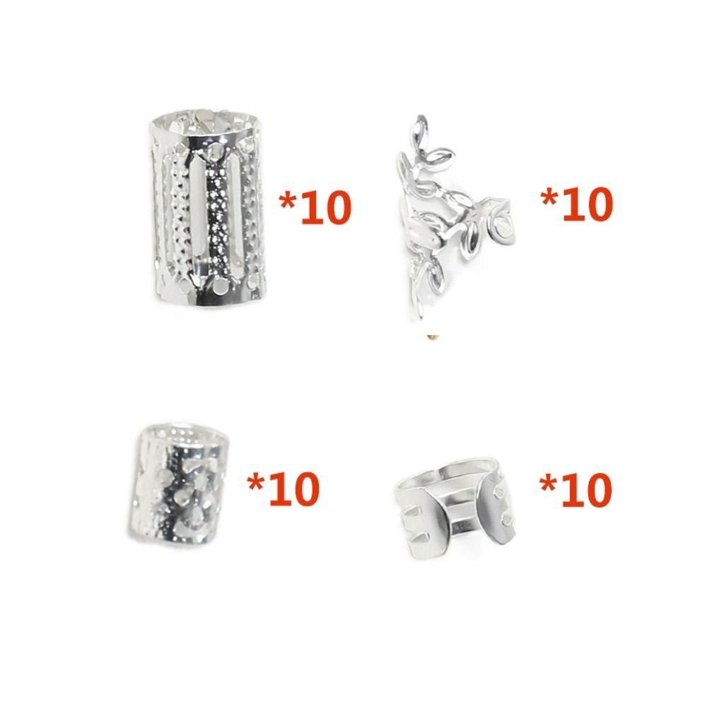 40PCS Gold and Silver Dreadlocks Beads Hair Braiding Hair Braid Tubes Hair Jewelry