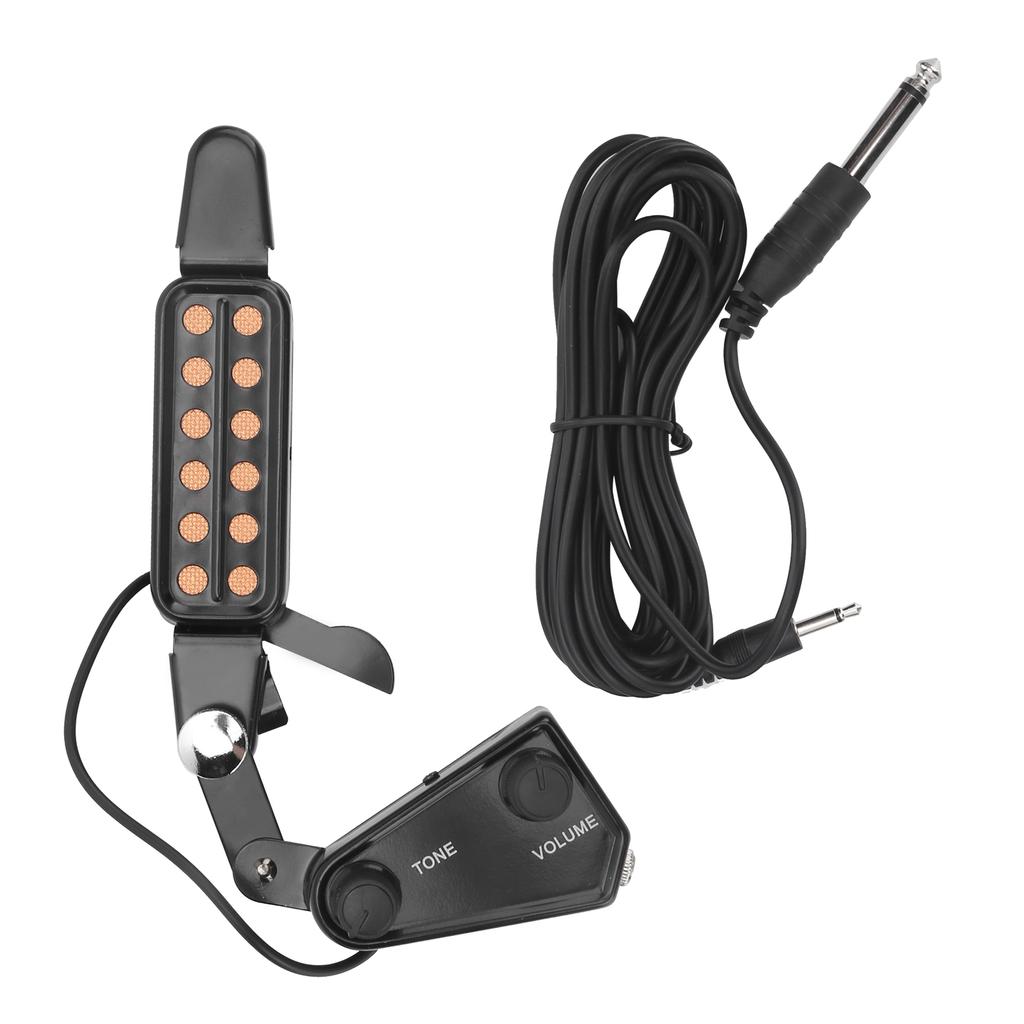 Guitar Pickup 12 SoundHole Electric Transducer with Tone Volume Control for Ukulele