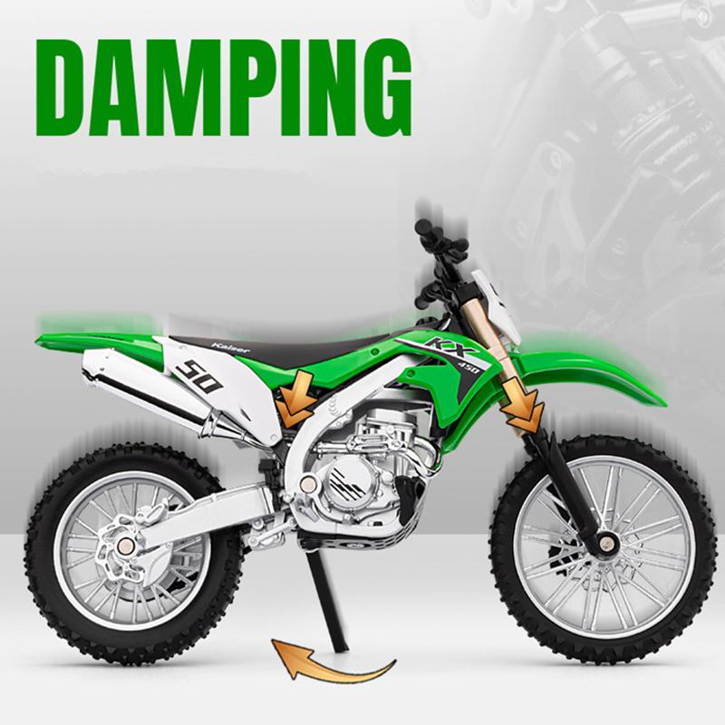 1/12 Scale Kawasaki KX450 Alloy Sports Motorcycle Model Diecast Metal Road Mountain Off-road Motorcycle Model Simulation Kids Toy Gift