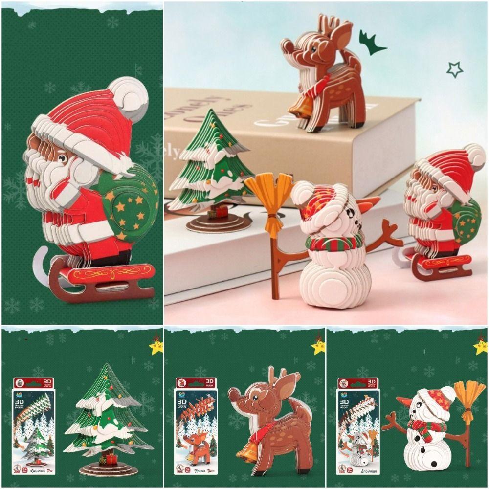 Трехмерная рождественская 3D бумажная головоломка, модель снеговика, животное, игрушка, 3D картонная модель для малышей