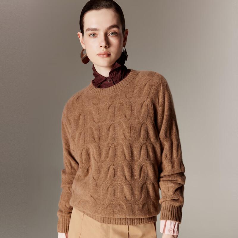PALUOPO Женский свитер из 100% кашемира, вязаный косами, с круглым вырезом