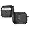 For AirPods Pro 2 Protective Case with Stand Litchi Texture Leather TPU PC Earphone Cover with Lock Buckle and Carabiner