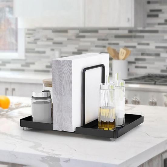 Металлический держатель для салфеток Черный Диспенсер для хранения салфеток Легко чистить Подставка для салфеток Декор для кухни Обеденного стола Пикника