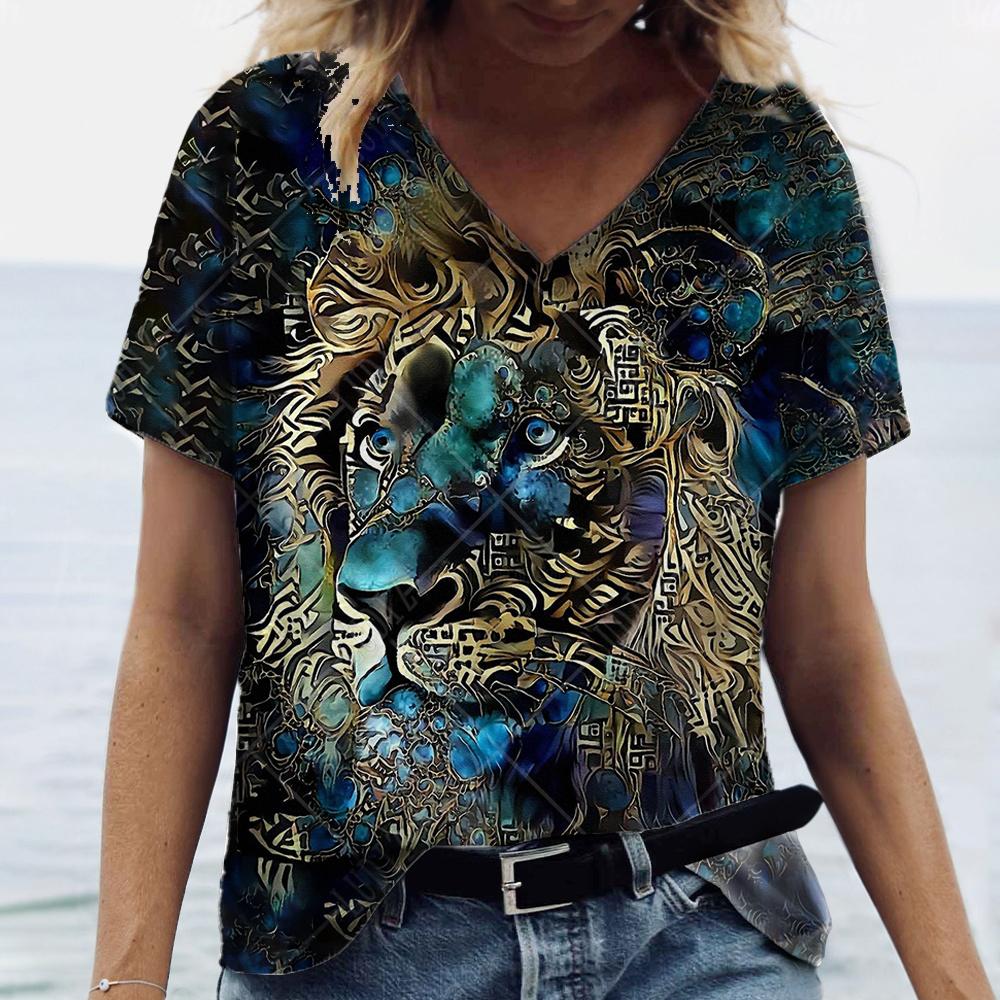 Модная женская футболка с забавным волком и 3D принтом, летняя футболка с короткими рукавами, одежда большого размера из полиэфирного волокна