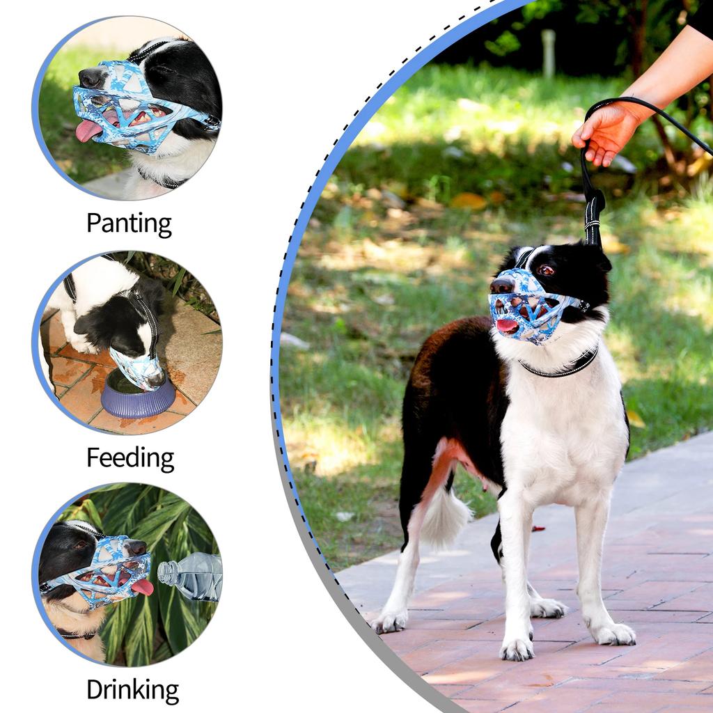 Adjustable Dog Muzzle Mask Breathable Mouth Basket Silicone Muzzles Anti Bite Barking Mesh Halter Pet Safe Training Accessories