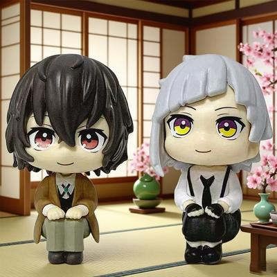 Bungo Stray Dogs 9.5см Дазай Осаму Накадзима Ацуши Q Вер. Большеголовые Kwaii Аниме Фигурки Модель из ПВХ Периферийная Игрушка Куклы
