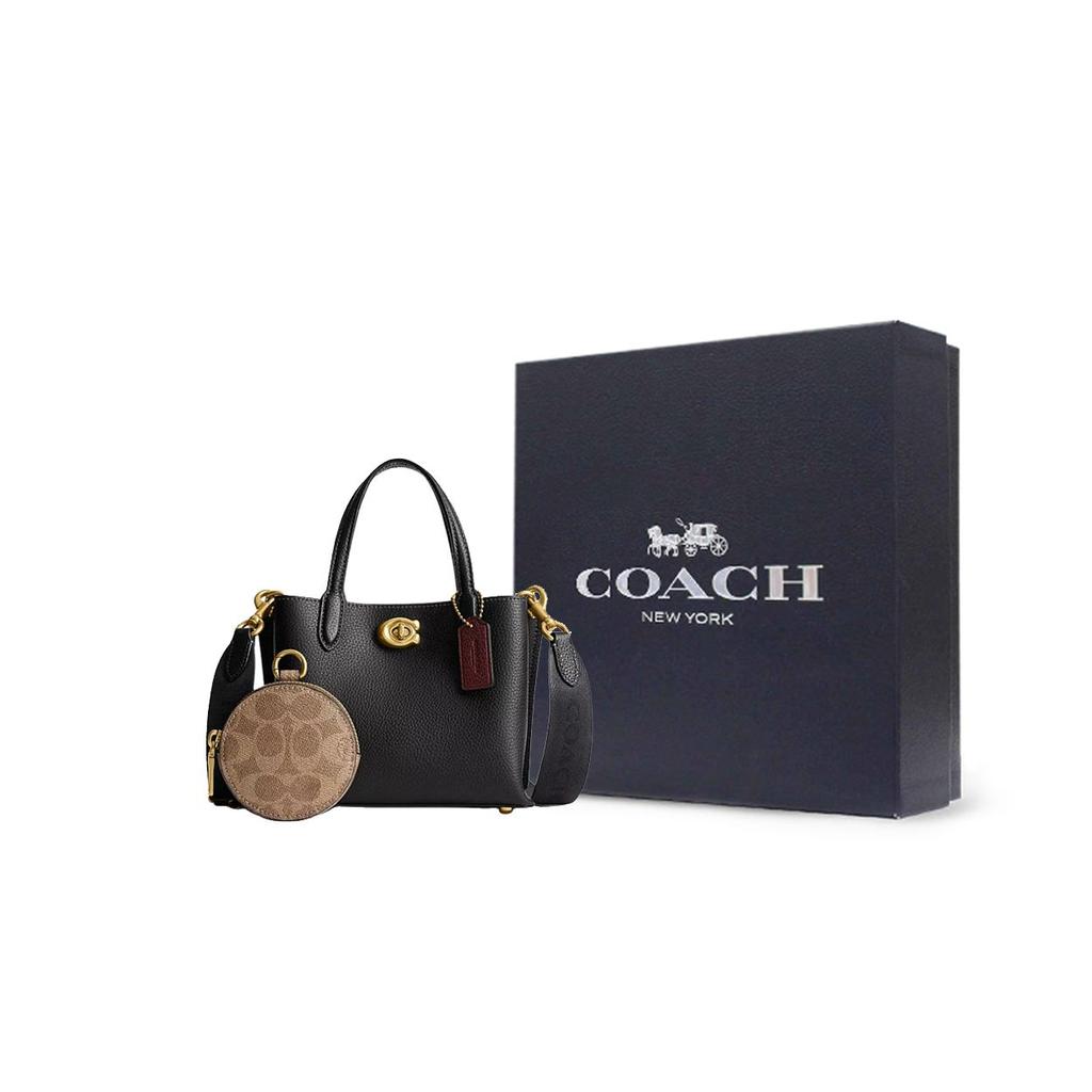 Coach Бренд Willow 18 Логотип Съемный плечевой ремень Сумка-тоут из фактурной кожи Сумка для покупок Сумка через плечо Маленькая женская сумка-тоут CW549-B4M2