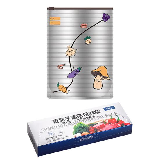 Yousheng 10Pcs Aluminum Foil Sealable Bags Resealable Stand Up Freezer Bags Reusable Vacuum Zipper Pouches with Label for Vegetable Fruit Meat