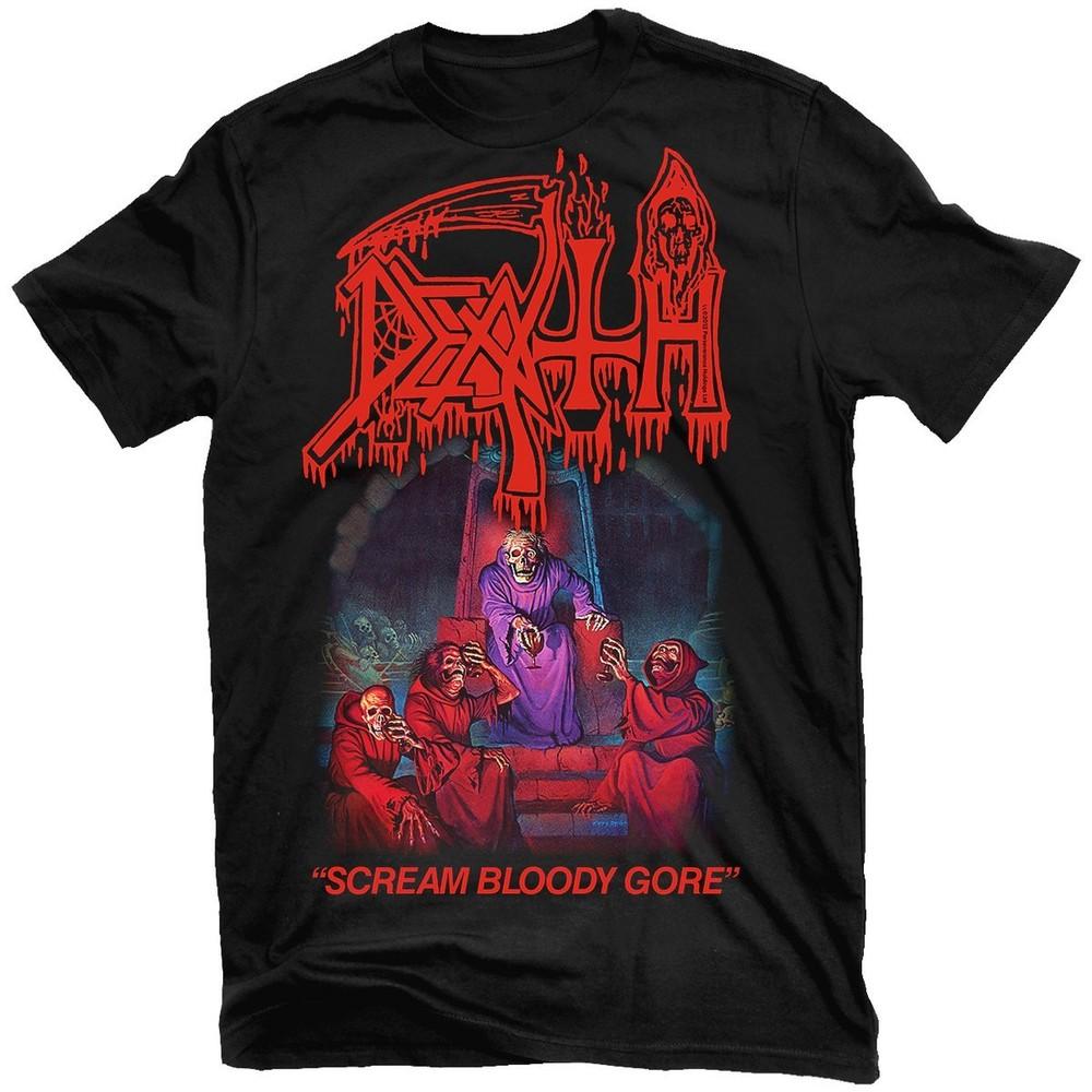 Винтажная рубашка унисекс с криком смерти, кровавым месивом, из тяжелого хлопка, черная, все размеры EL016