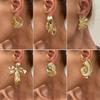 Jewelry Personality Exaggerated Asymmetrical Flower Earrings Fashion Ins Niche Pleated Metal Stud Earrings Women