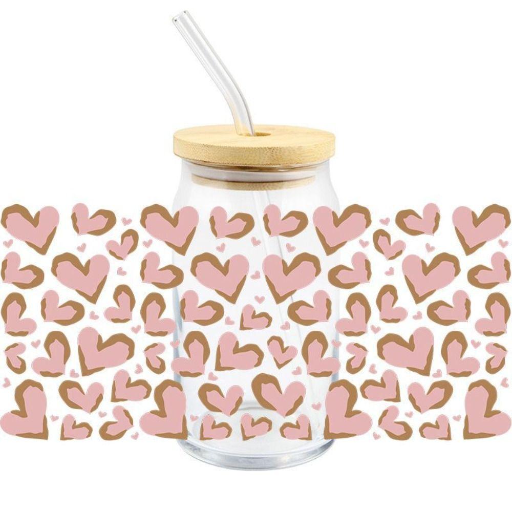 Rub on Cup Wraps Flower Printed Transfer Cup Stickers 3D UV DTF Transfers Stickers  16OZ Glass Cups